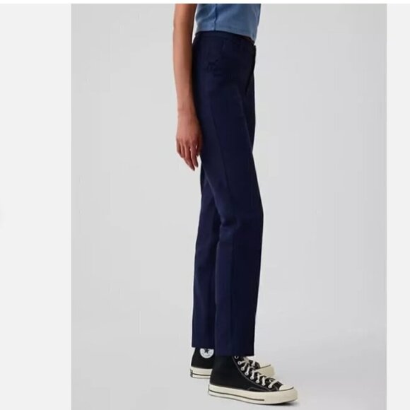 GAP Mid Rise Soft Cotton Stretch Slim Straight Pants Navy Blue Size 0 PETITE - Picture 3 of 6